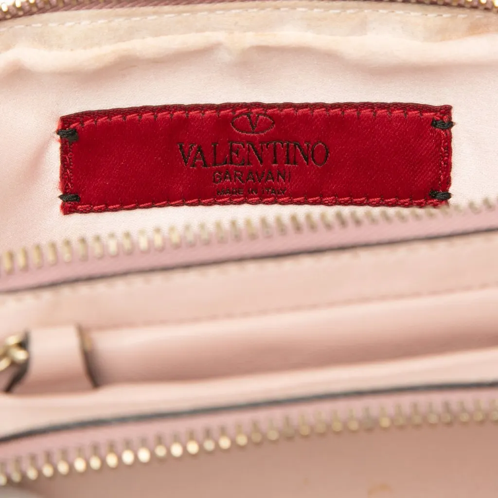 Valentino Leather Rockstud Double Zip Crossbody Pink Leather Very good - Box View