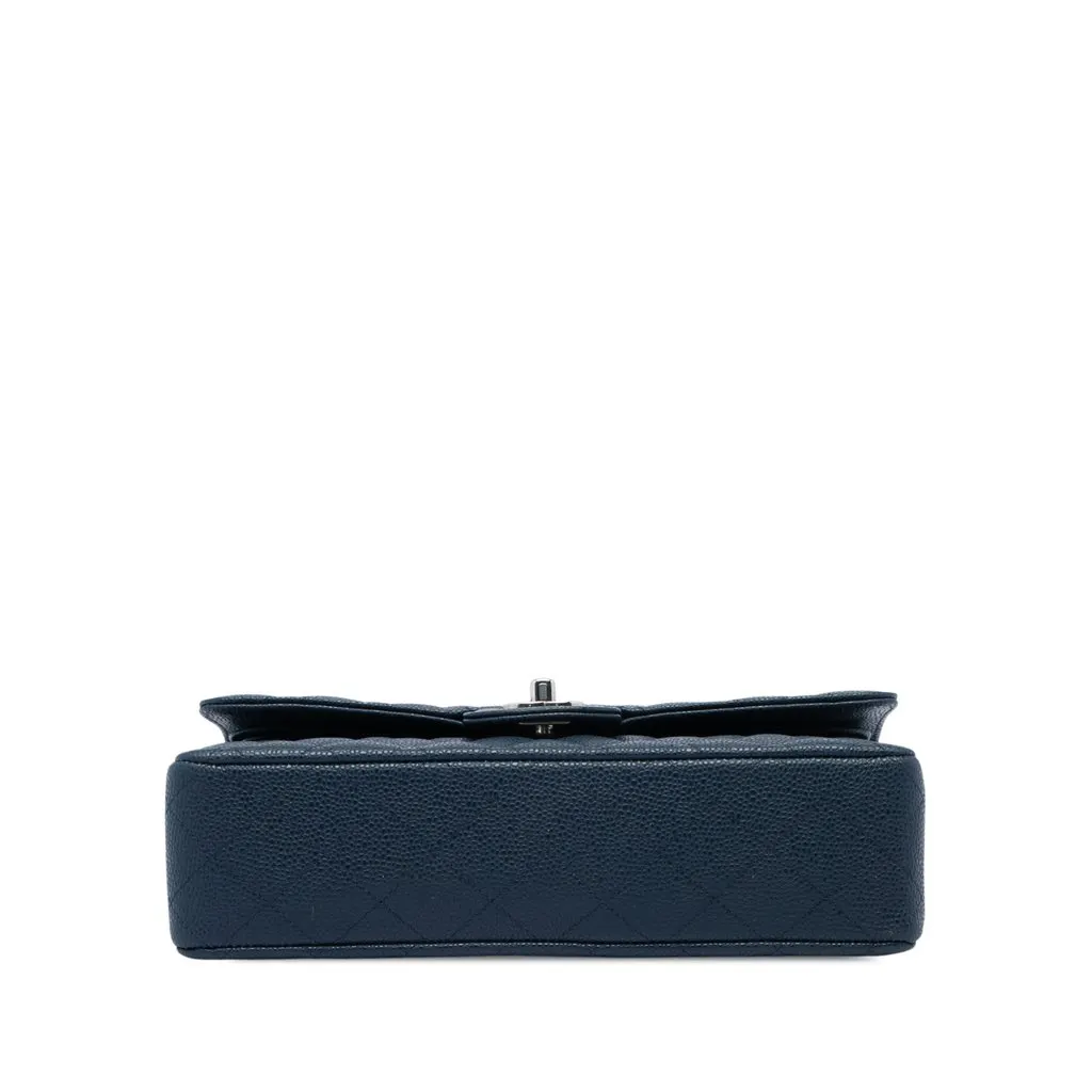 Chanel Medium Classic Caviar Double Flap Blue Leather Very good - Inside View