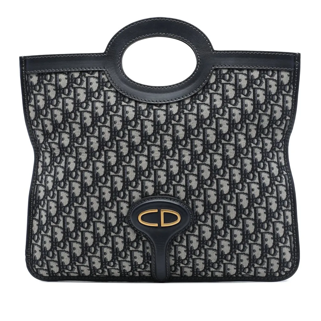 Dior Oblique Canvas Fold Over Clutch Blue Very good - Front View
