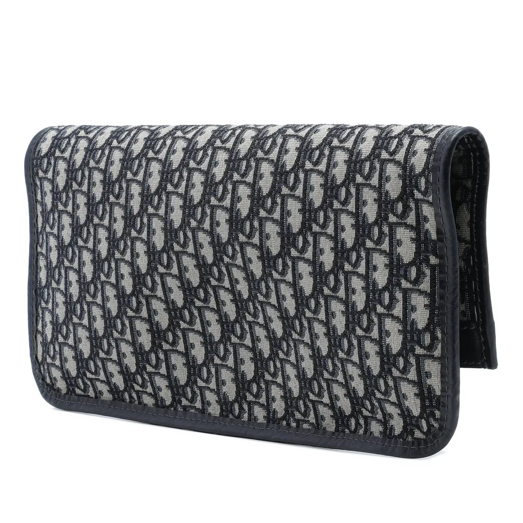 Dior Oblique Canvas Fold Over Clutch Blue Very good - Model View