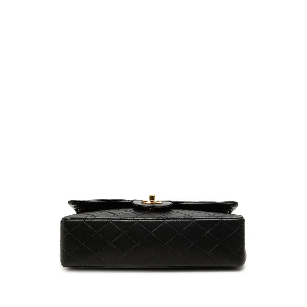 Chanel Medium Classic Lambskin Double Flap Black Leather Good - Inside View