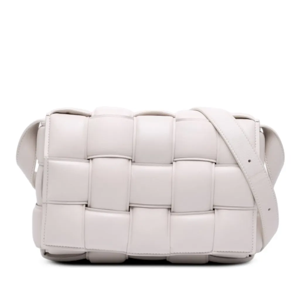 Bottega Veneta Nappa Intrecciato Padded Cassette Crossbody White Leather Very good - Front View