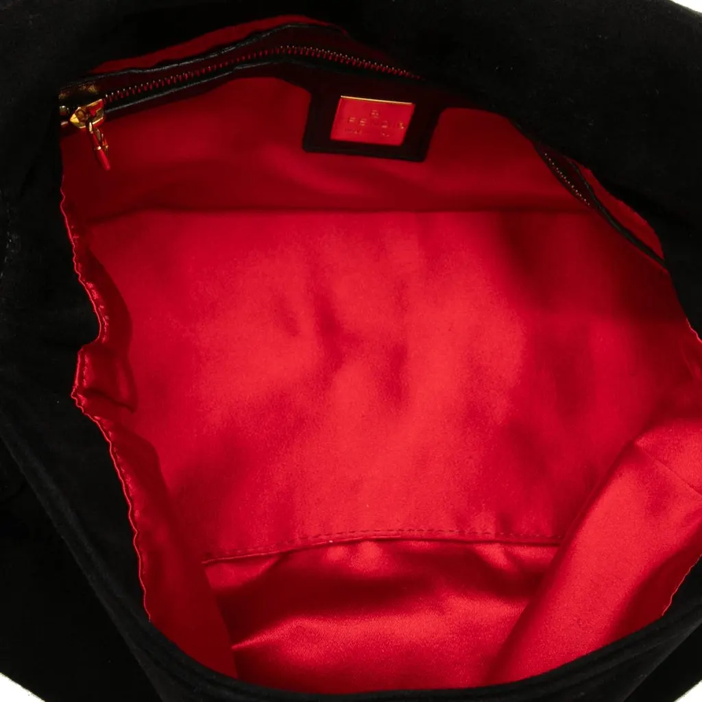 Fendi Suede Mamma Forever Black Leather Good - Model View