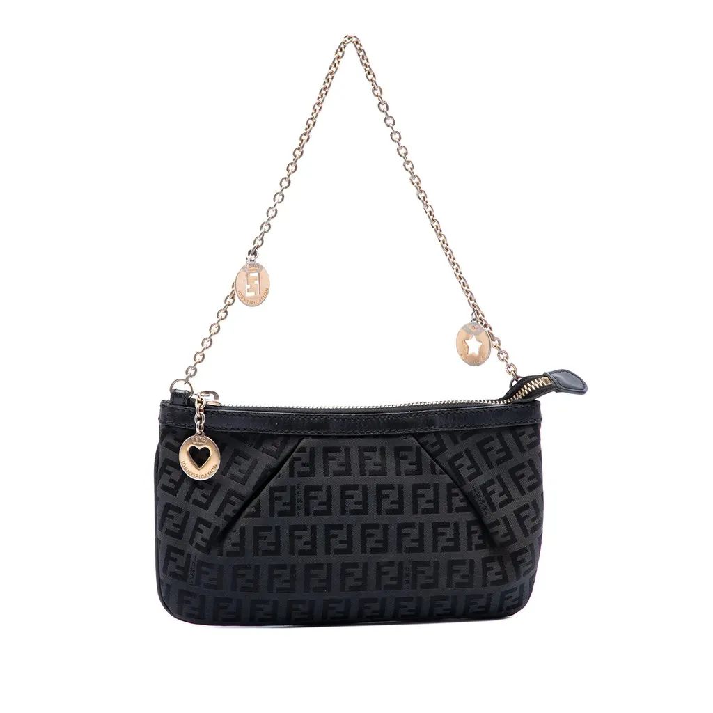 Fendi Zucchino Canvas Chain Pochette MultiColor Very good - Front View