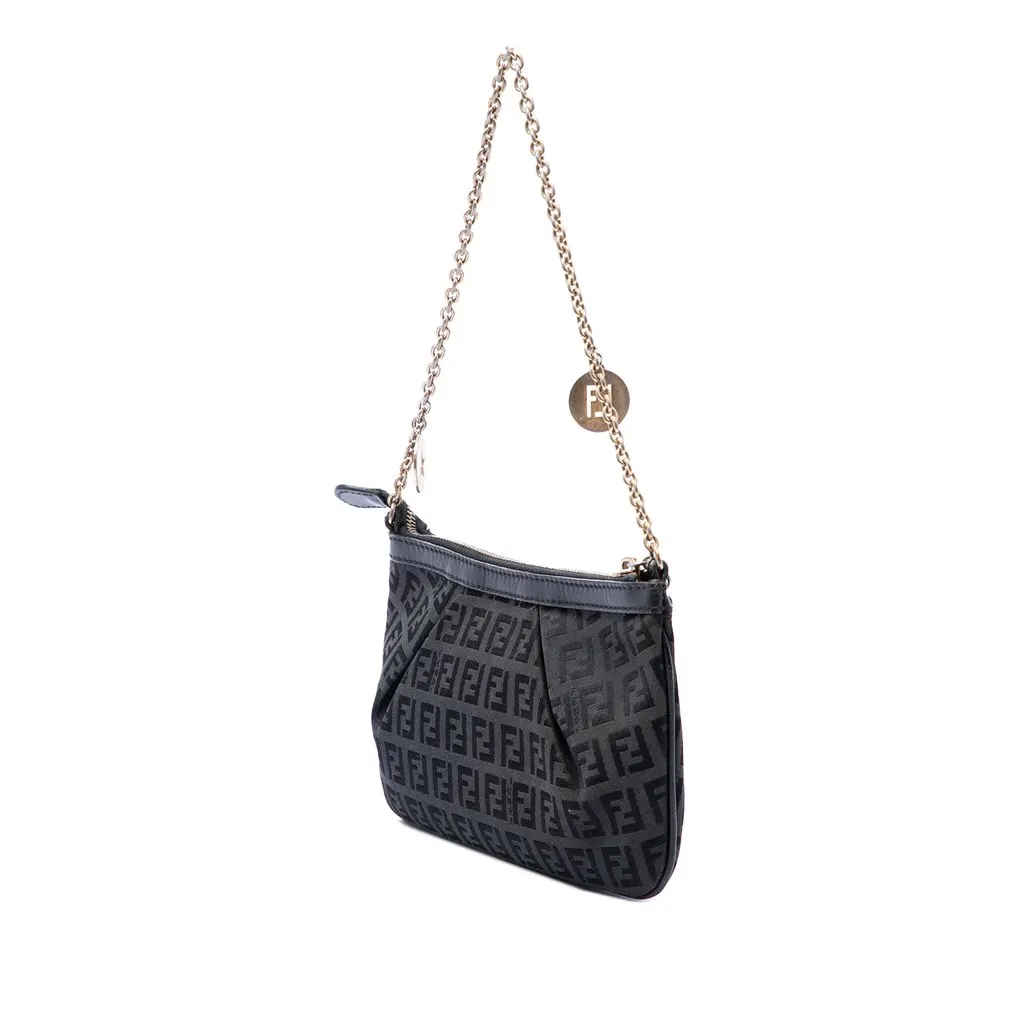 Fendi Zucchino Canvas Chain Pochette MultiColor Very good - Back View