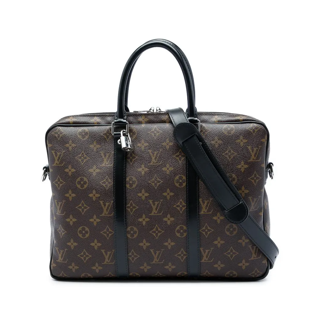 Louis Vuitton Monogram Macassar Porte Documents Jour Brown Canvas Very good - Front View
