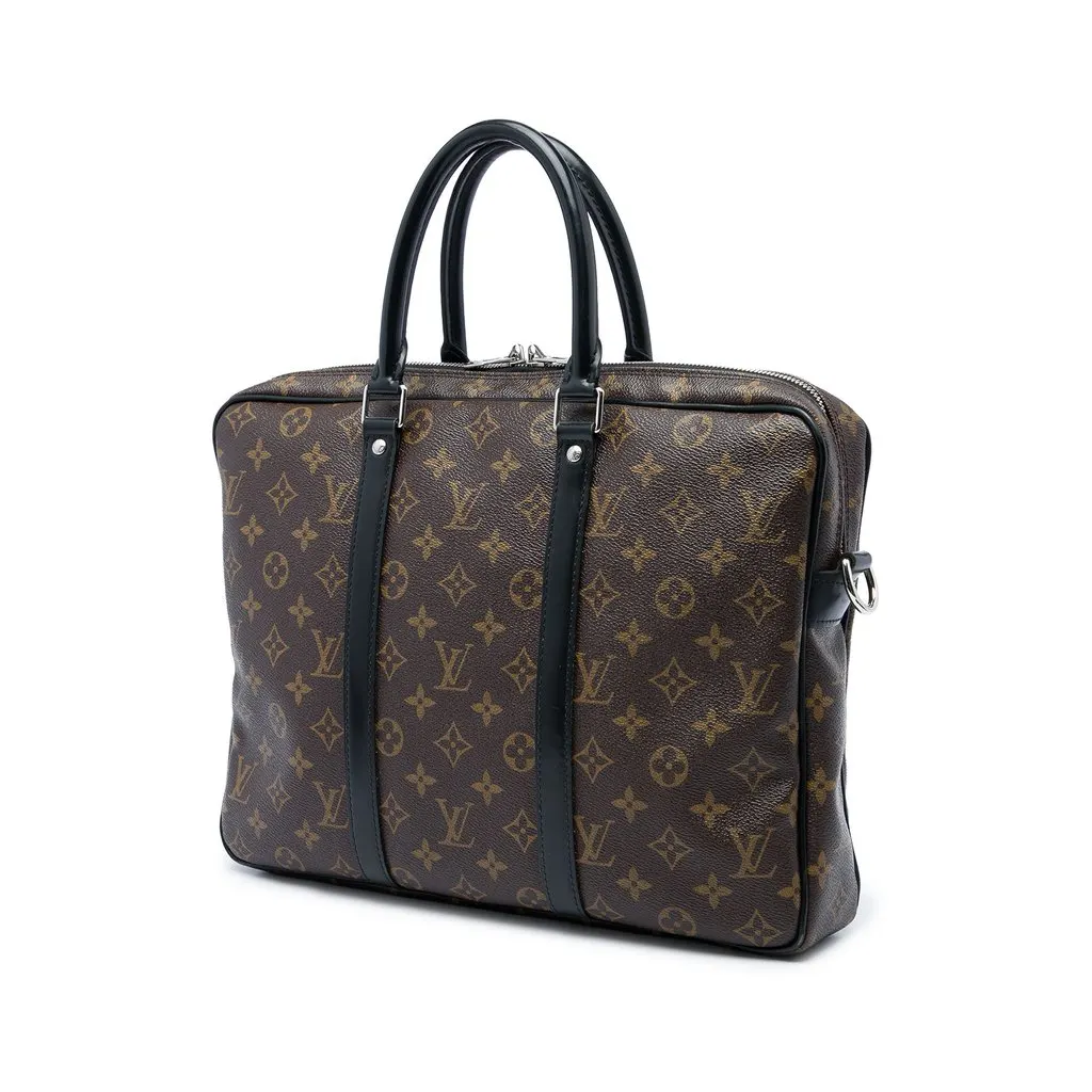 Louis Vuitton Monogram Macassar Porte Documents Jour Brown Canvas Very good - Back View