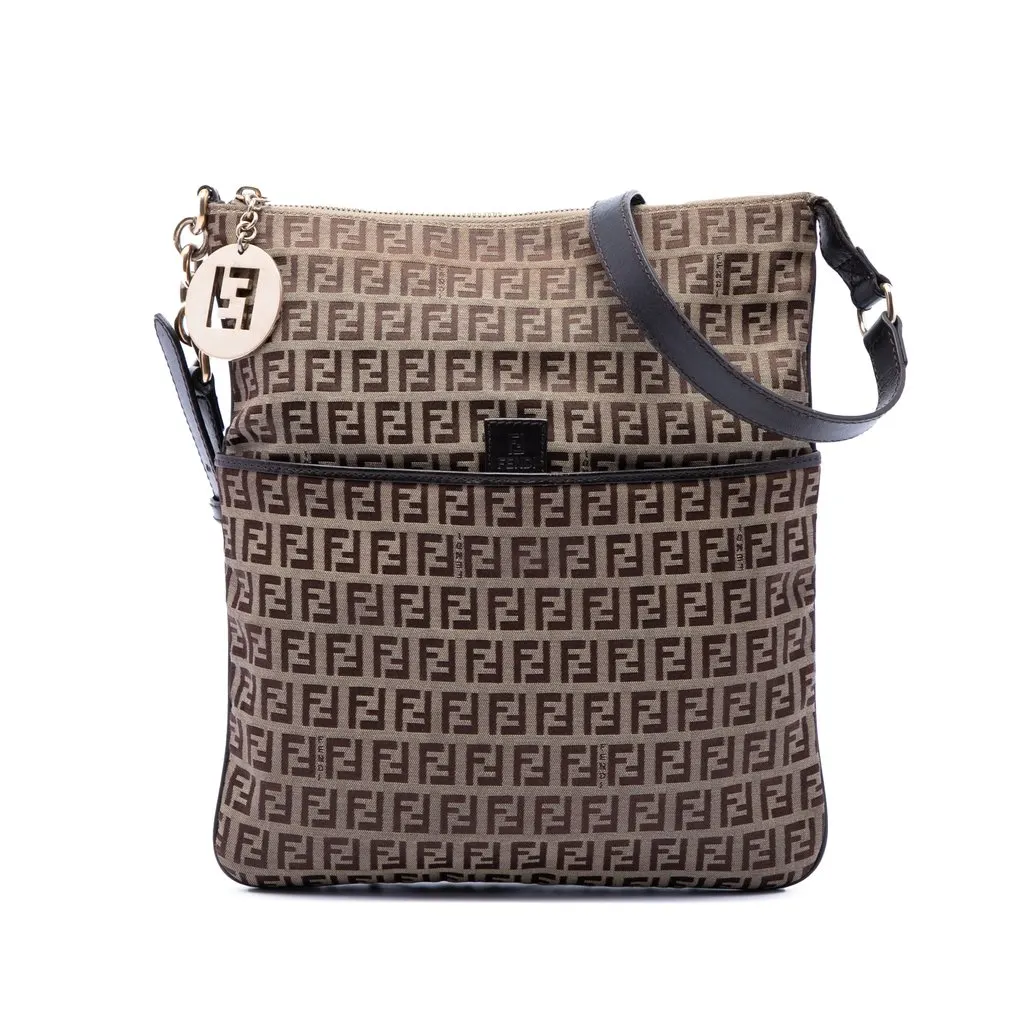 Fendi Zucchino Canvas Crossbody Beige Very good - Front View