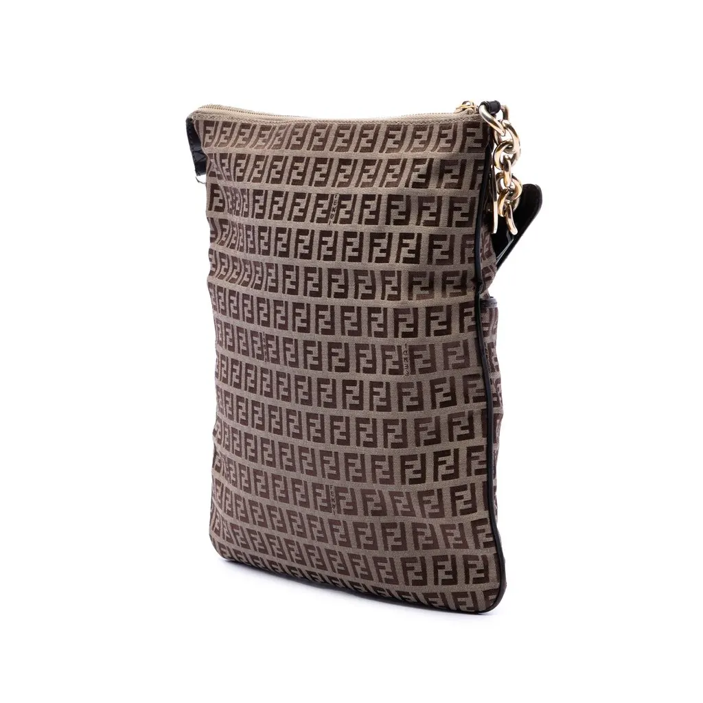 Fendi Zucchino Canvas Crossbody Beige Very good - Back View