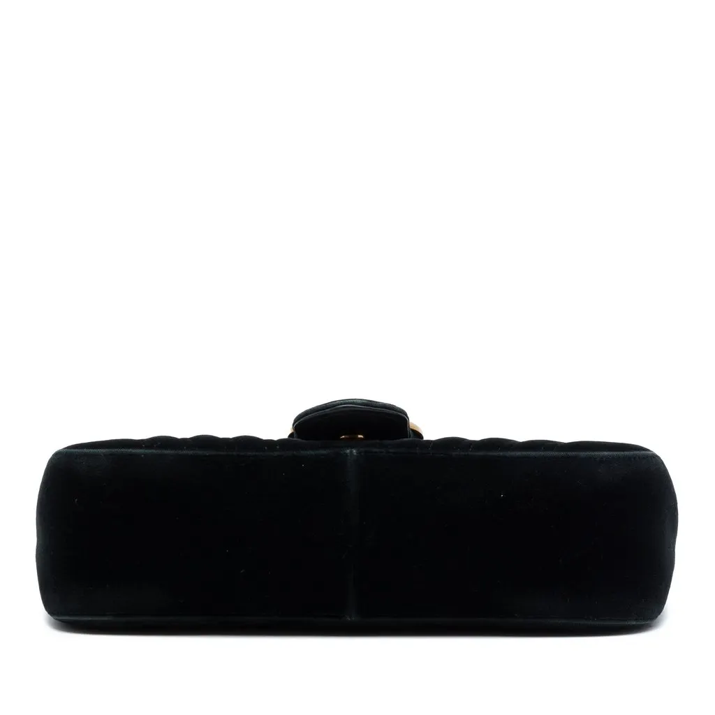Gucci Medium GG Marmont Matelasse Velvet Shoulder Bag Black Very good - Inside View