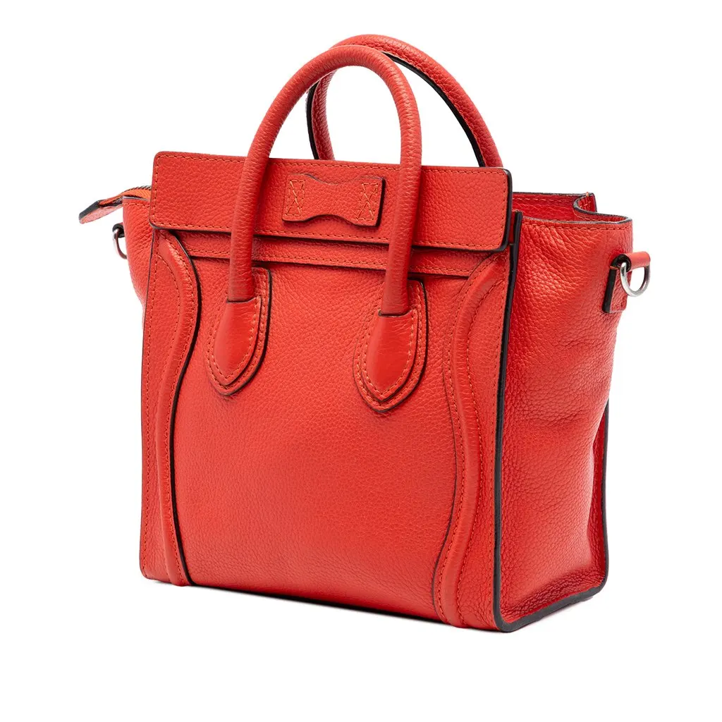 Celine Nano Leather Luggage Tote Orange Leather Very good - Back View