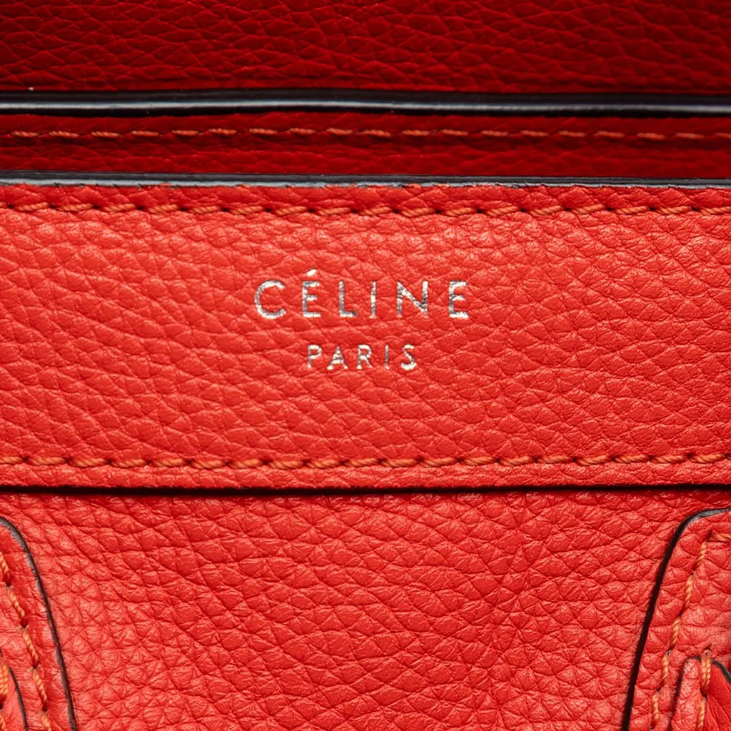 Celine Nano Leather Luggage Tote Orange Leather Very good - Box View