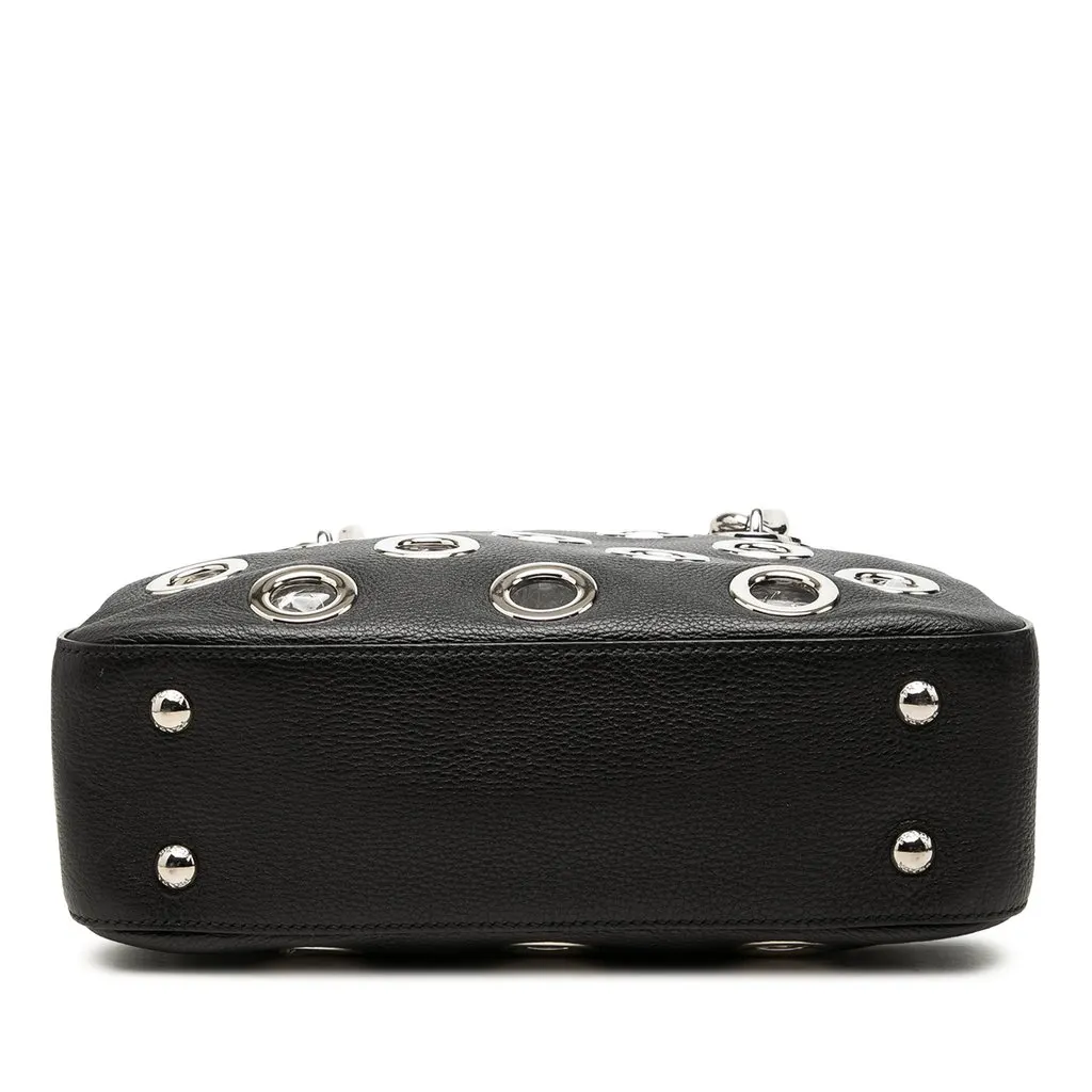 Prada Vitello Daino Grommet Chain Shoulder Bag Black Leather Very good - Inside View