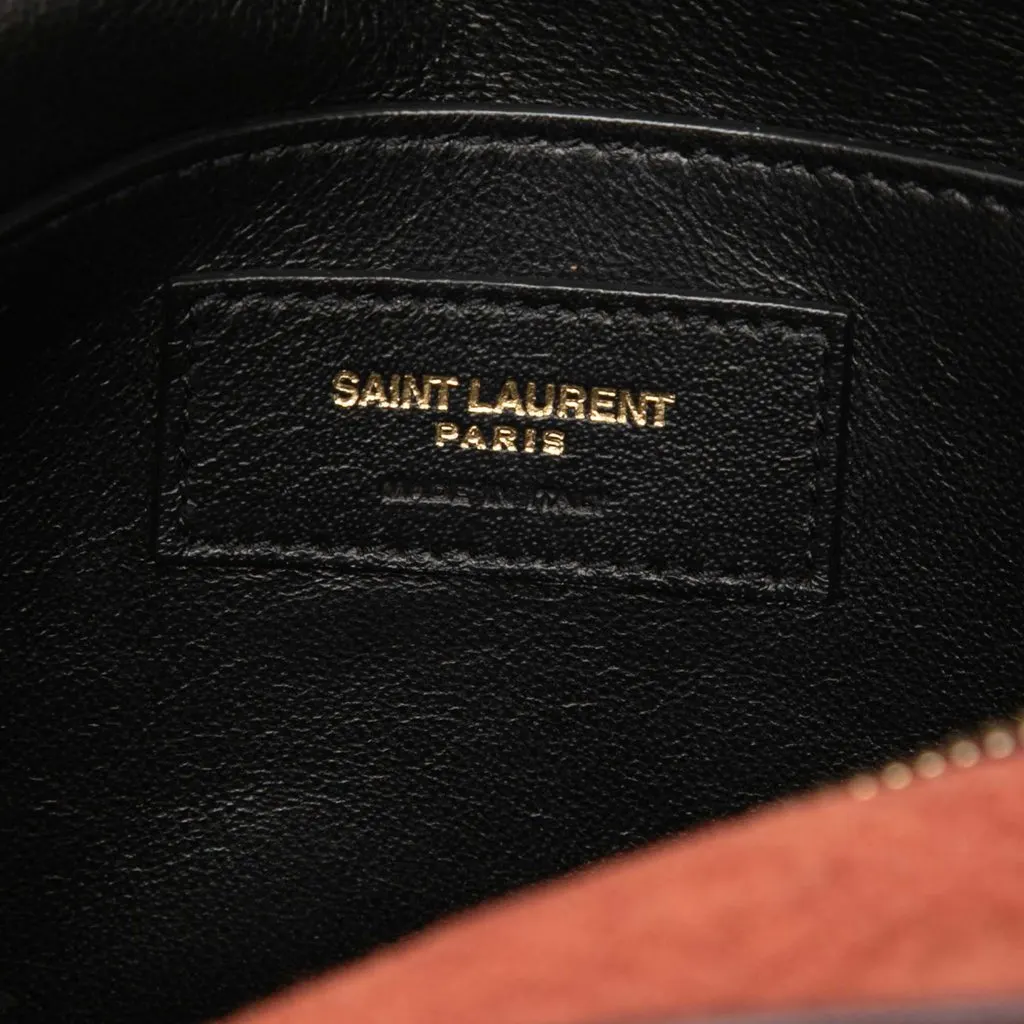 Saint Laurent Suede Monogram All Over Camera Bag Brown Leather Very good - Box View
