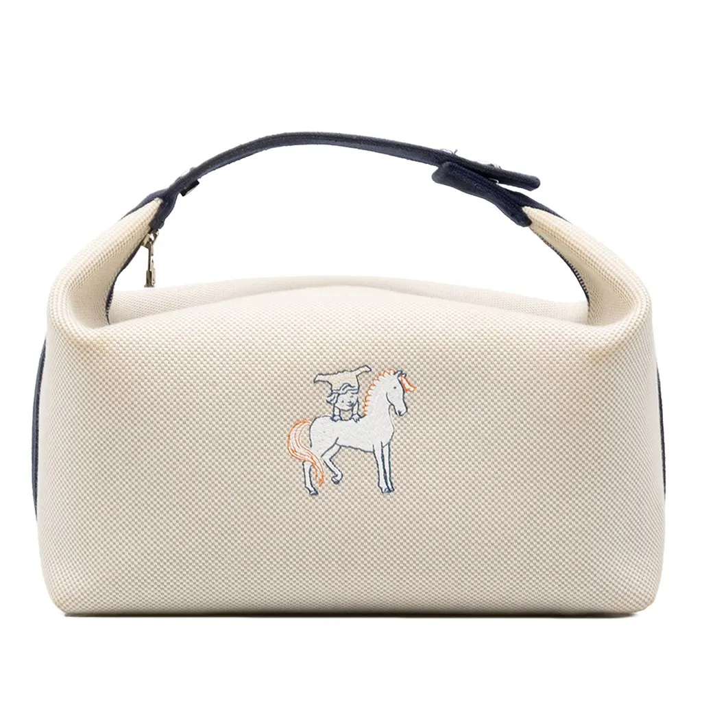 Hermès Large Toile Bride A Brac Cabriole Case Beige Canvas Good - Front View