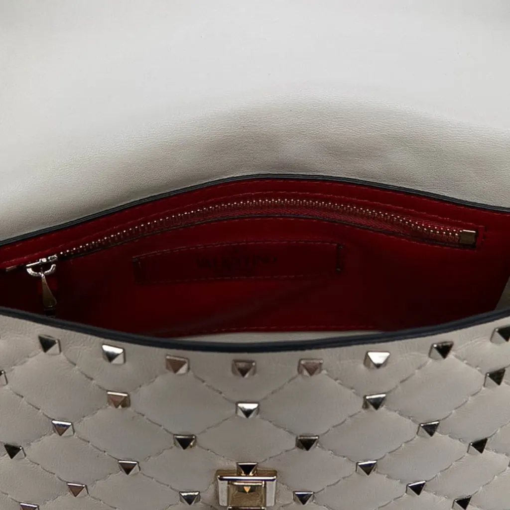 Valentino Medium Nappa Rockstud Spike Satchel White Leather Very good - Box View