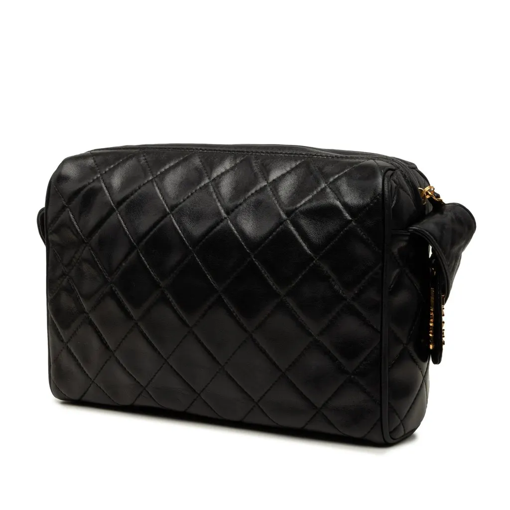 Chanel CC Quilted Lambskin Camera Bag Black Leather Very good - Back View