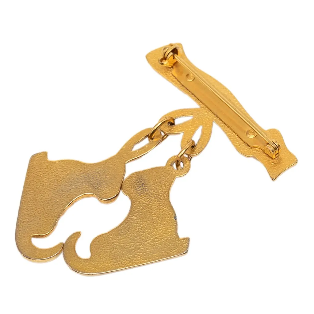 Hermès Gold Plated Les Fetes en Hermes Pin Brooch Gold Metal Very good - Back View