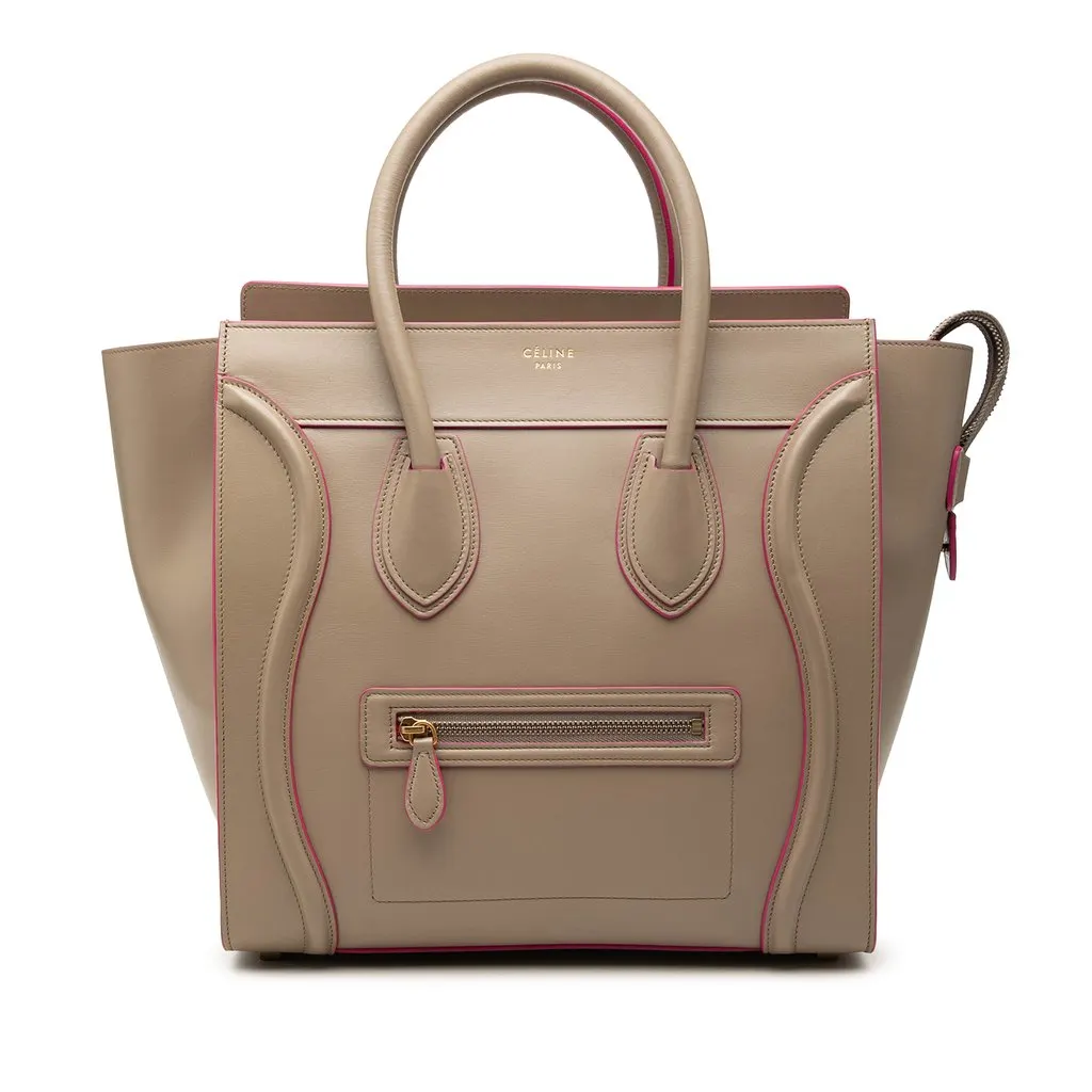 Celine Mini Smooth Calfskin Luggage Tote Beige Leather Very good - Front View