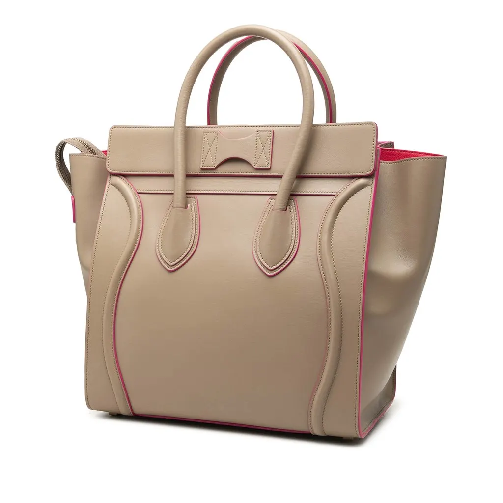 Celine Mini Smooth Calfskin Luggage Tote Beige Leather Very good - Back View