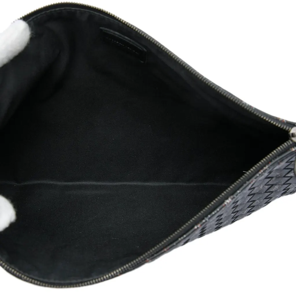 Bottega Veneta Nappa Intrecciato Micro Dot Clutch Black Leather Very good - Model View