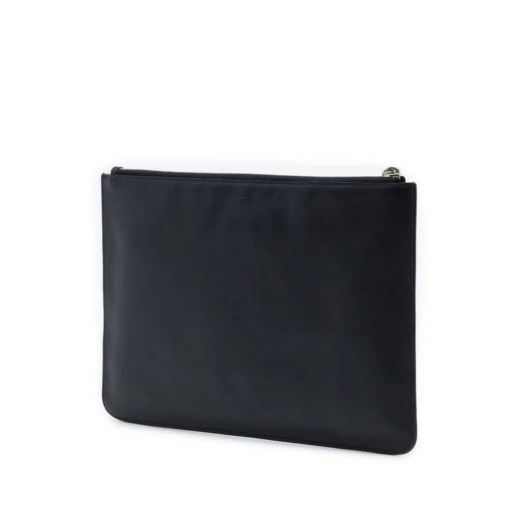 Fendi Leather Monster Clutch Black Leather Very good - Back View