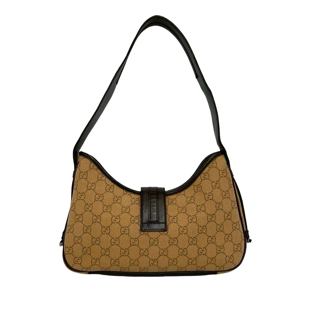 Gucci GG Canvas Jackie Shoulder Bag Brown Leather Very good - Back View