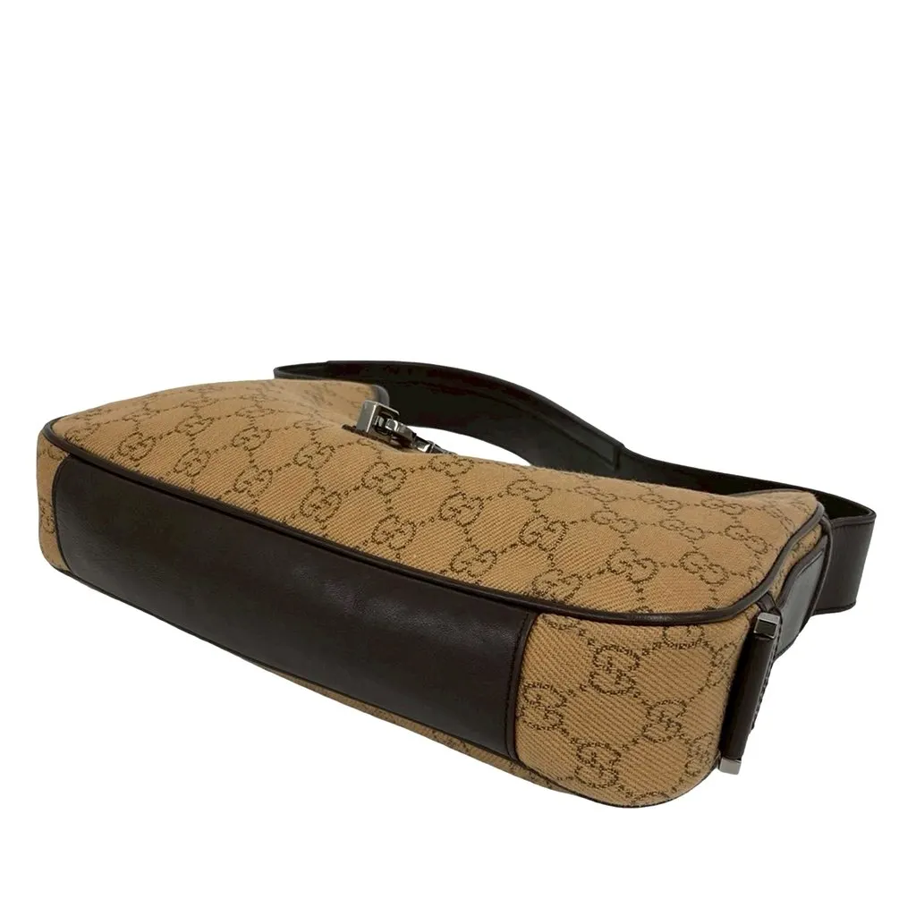 Gucci GG Canvas Jackie Shoulder Bag Brown Leather Very good - Model View