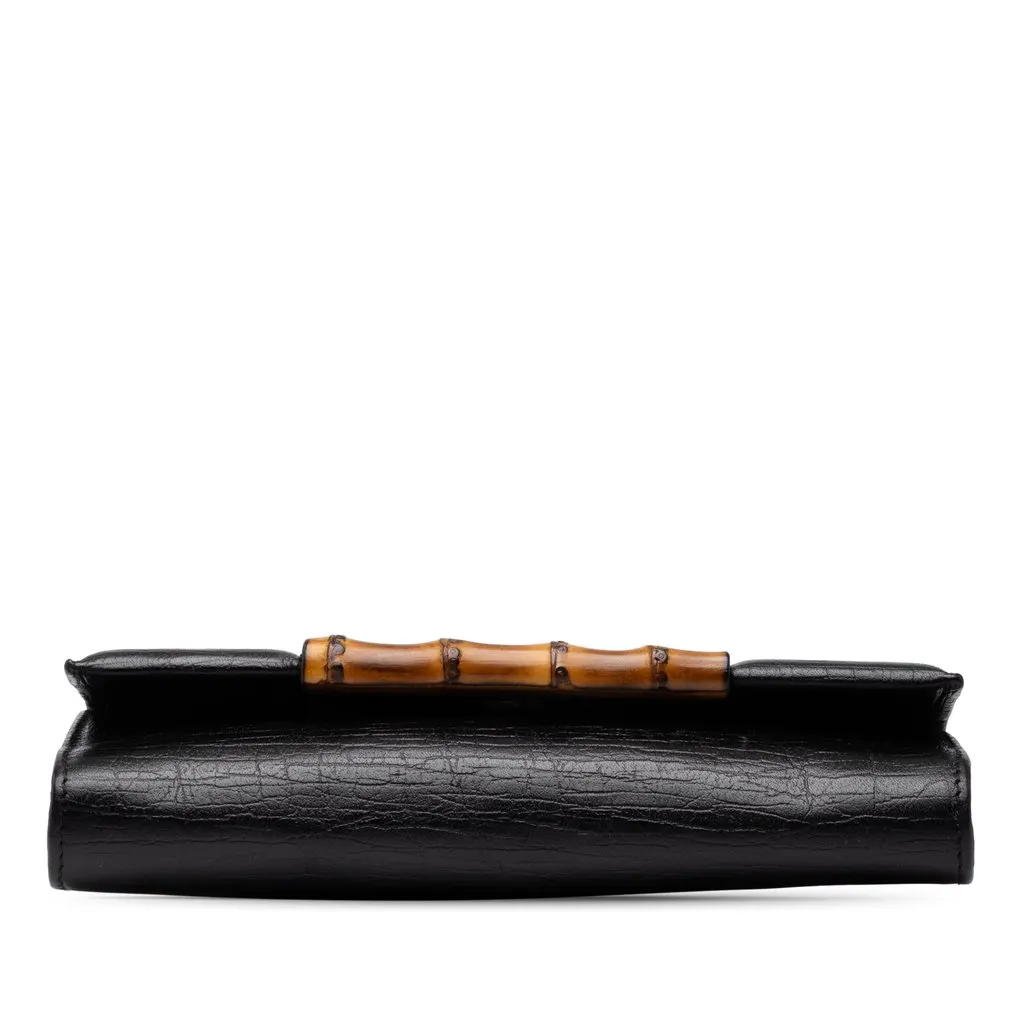 Gucci Calfskin Bamboo Bar Crossbody Black Leather Good - Inside View
