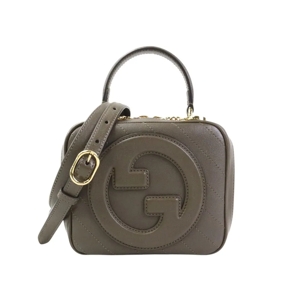 Gucci Matelasse Calfskin Blondie Top Handle Satchel Brown Leather Very good - Front View