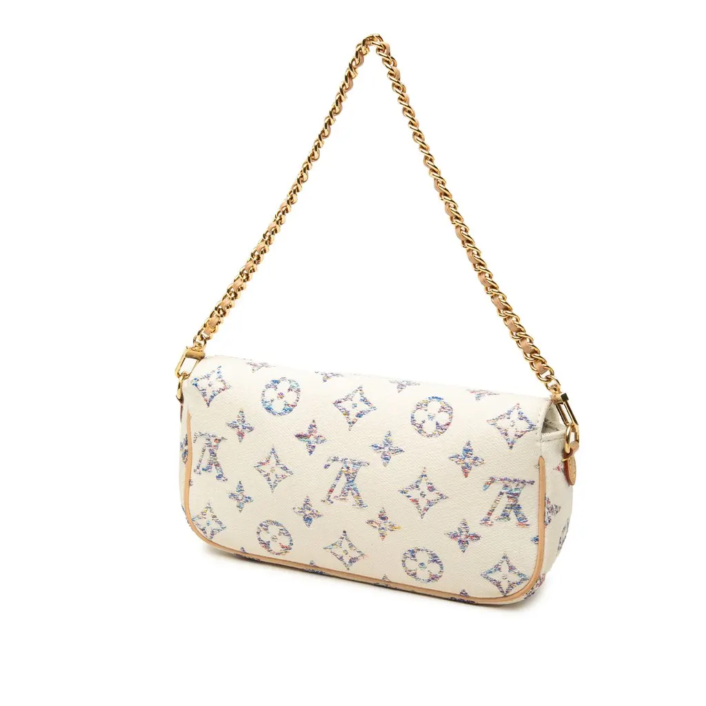 Louis Vuitton Monogram Jacquard Ivy Wallet on Chain White Canvas Good - Back View