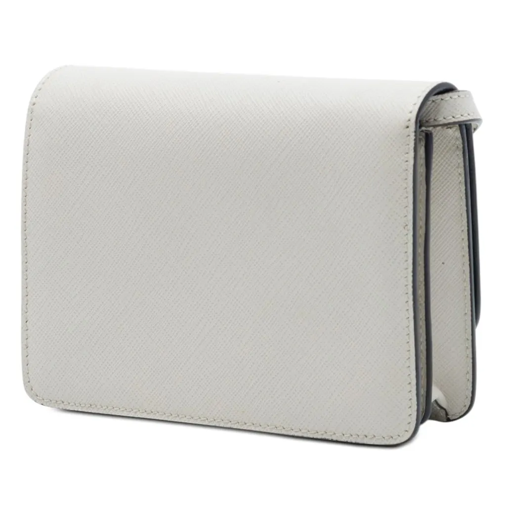 Prada Saffiano Wallet on Strap White Leather Very good - Back View