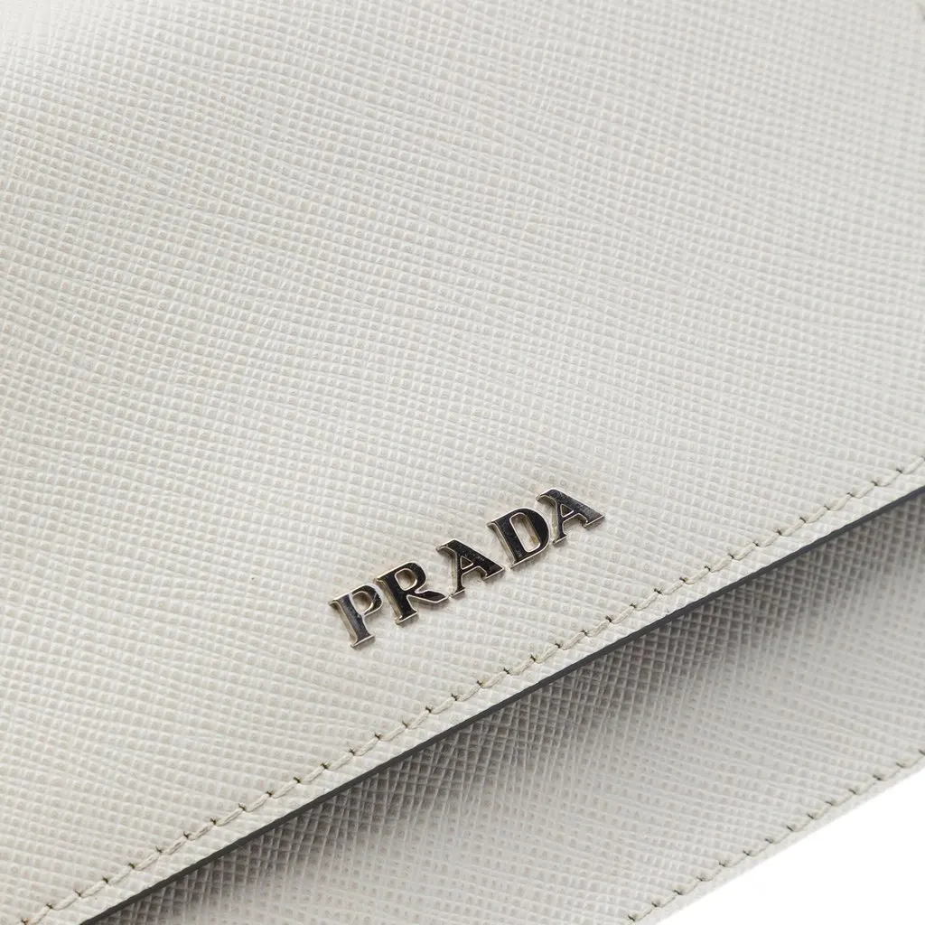 Prada Saffiano Wallet on Strap White Leather Very good - Box View