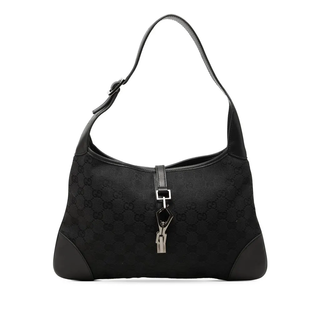 Gucci GG Canvas Jackie Hobo Black Canvas Very good - Front View
