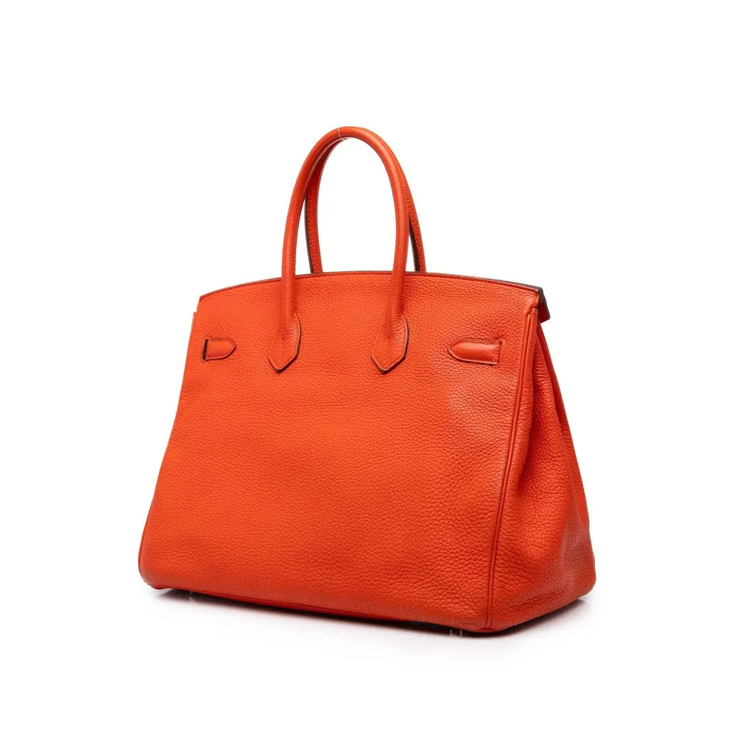 Hermès Togo Birkin Retourne 35 Orange Leather Good - Back View