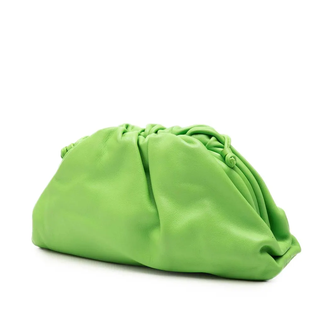 Bottega Veneta Lambskin The Mini Pouch Crossbody Green Leather Very good - Back View
