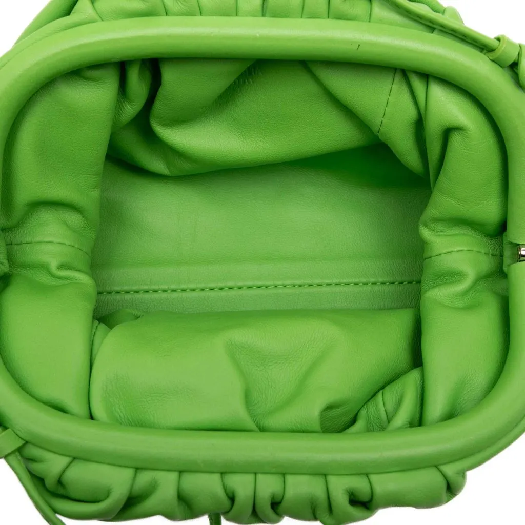 Bottega Veneta Lambskin The Mini Pouch Crossbody Green Leather Very good - Model View