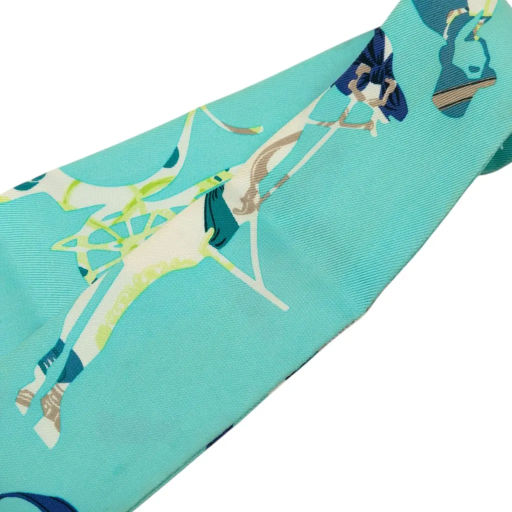 Hermès Tout En Carre Silk Twilly Scarf Blue Silk Very good - Back View