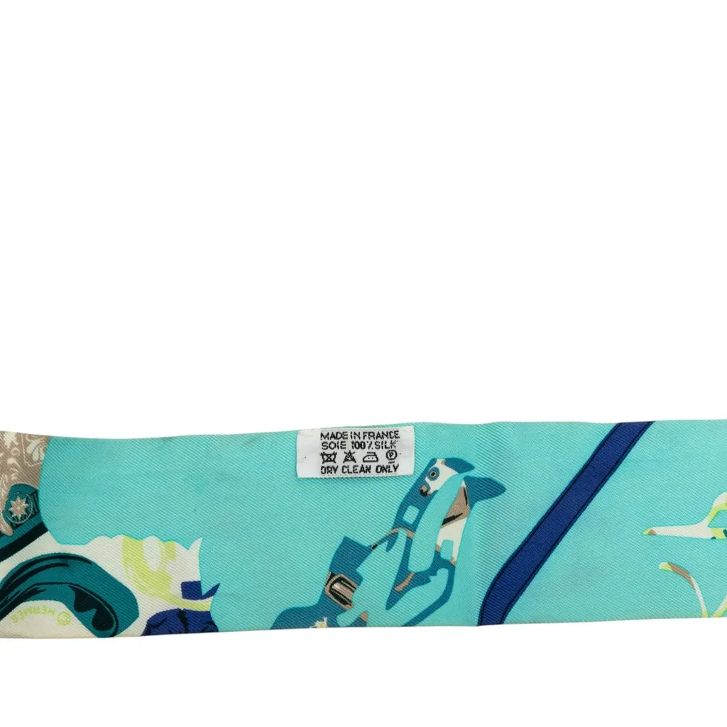 Hermès Tout En Carre Silk Twilly Scarf Blue Silk Very good - Inside View