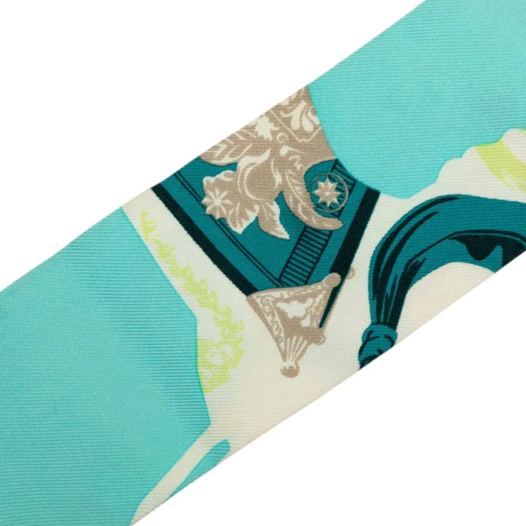Hermès Tout En Carre Silk Twilly Scarf Blue Silk Very good - Model View