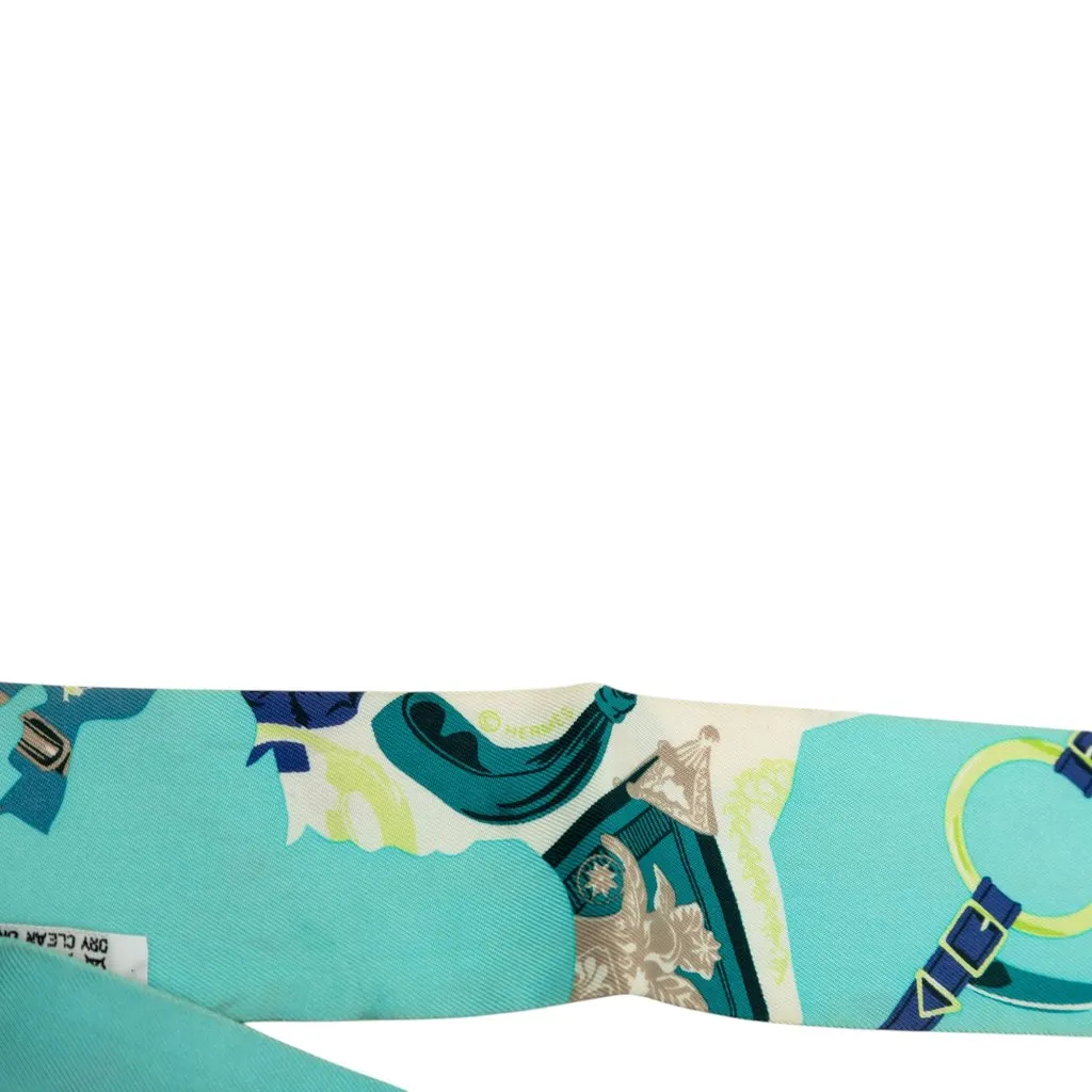 Hermès Tout En Carre Silk Twilly Scarf Blue Silk Very good - Box View