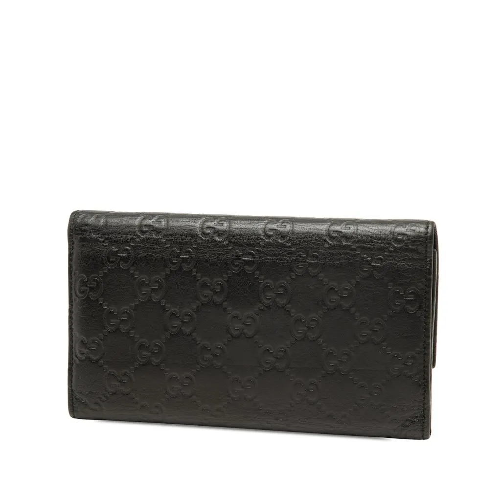 Gucci Guccissima Long Wallet Black Leather Very good - Back View