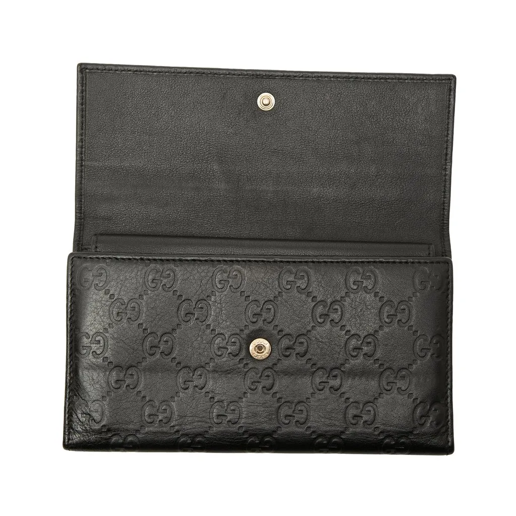 Gucci Guccissima Long Wallet Black Leather Very good - Box View
