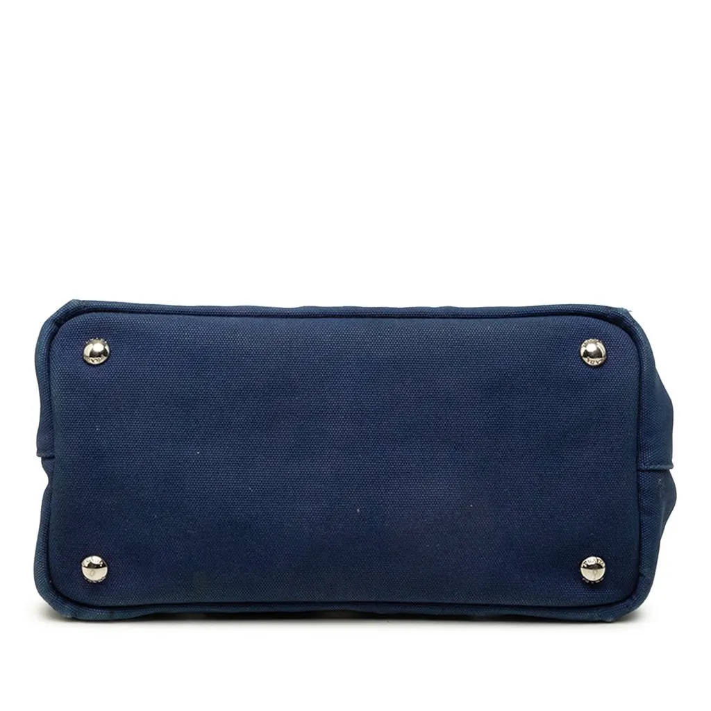 Prada Small Canvas Canapa Grommet Satchel Blue Canvas Very good - Inside View
