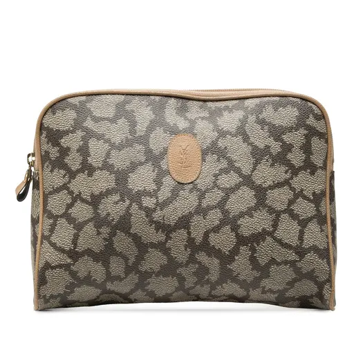 Saint Laurent Coated Canvas Giraffe Print Cosmetic Pouch