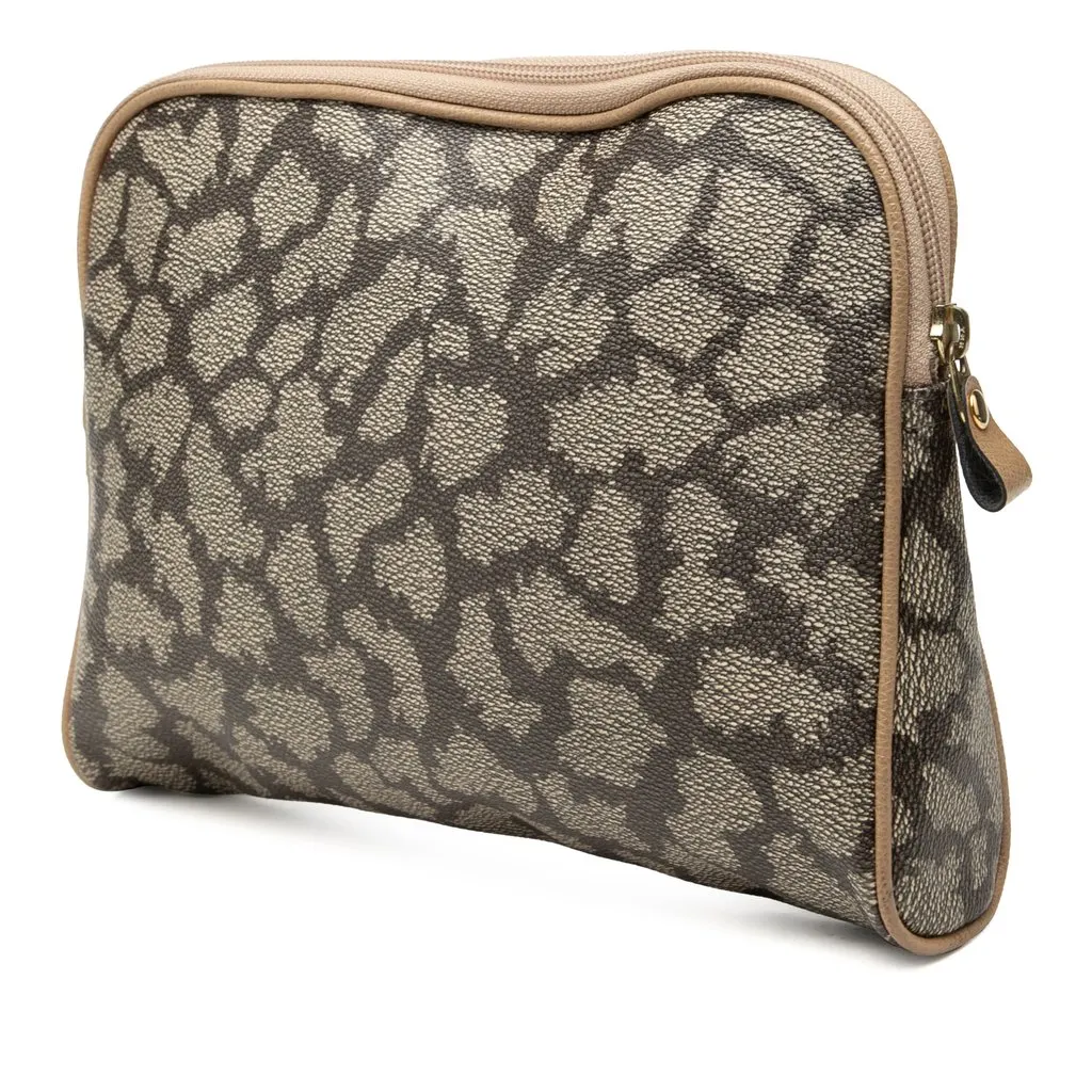Saint Laurent Coated Canvas Giraffe Print Cosmetic Pouch MultiColor Canvas Very good - Back View