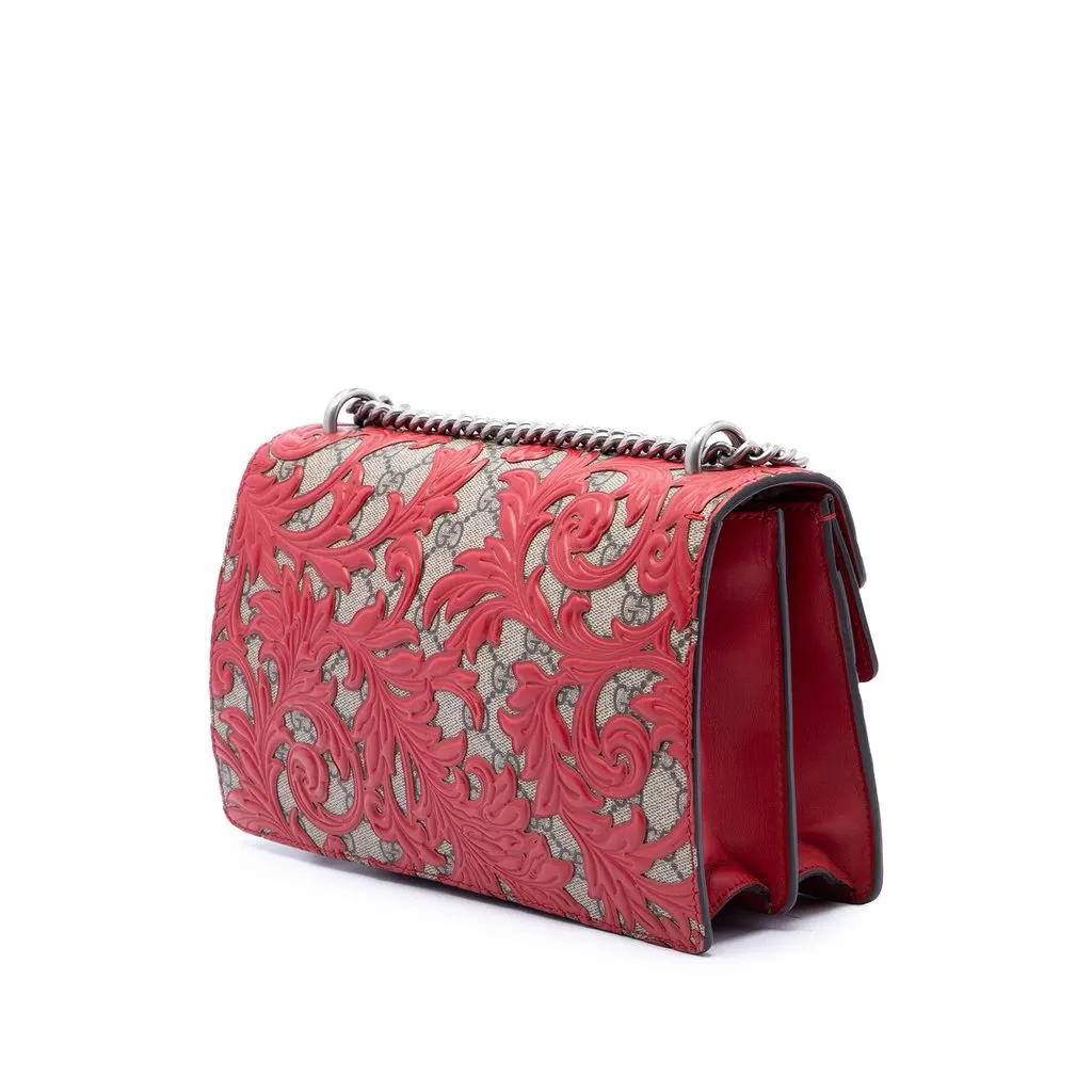 Gucci Medium GG Supreme Arabesque Dionysus Shoulder Bag Red Canvas Very good - Back View