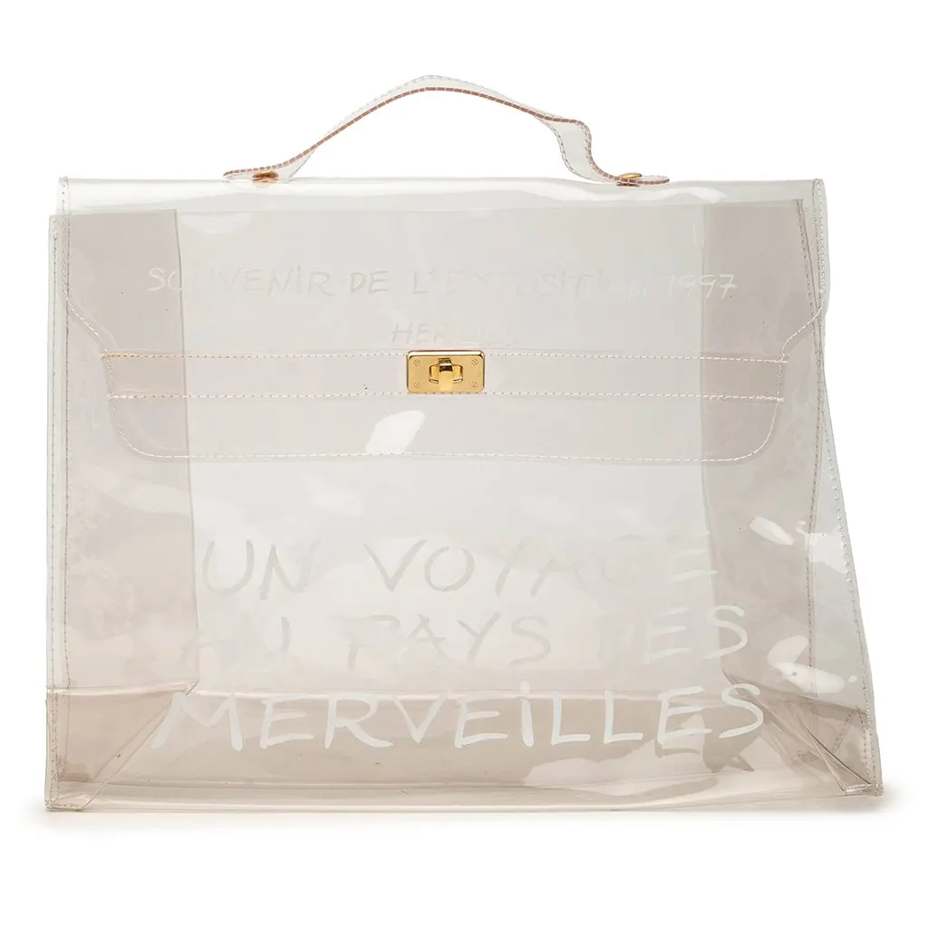 Hermès Vinyl Souvenir De L Exposition Kelly Handbag White Plastic Good - Front View