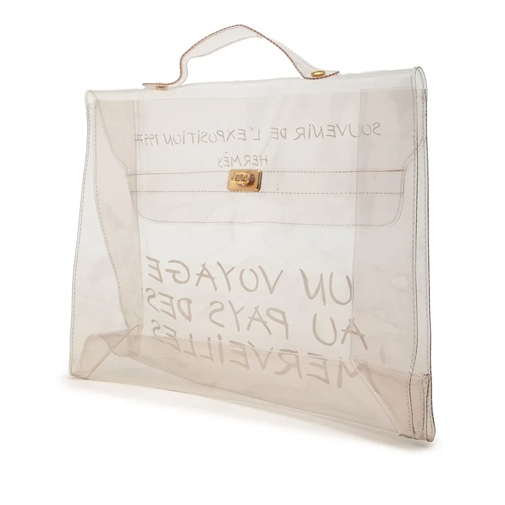 Hermès Vinyl Souvenir De L Exposition Kelly Handbag White Plastic Good - Back View
