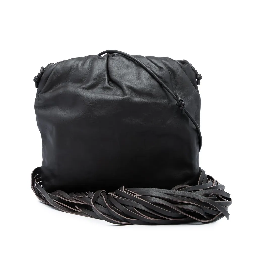 Bottega Veneta Nappa The Fringe Pouch Black Leather Very good - Front View